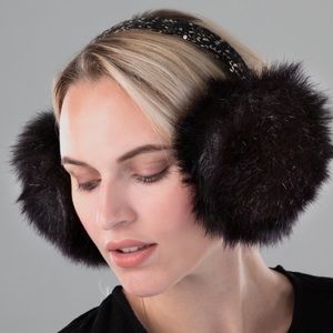 Surell Faux Fox Fur Earmuffs with Bling Band